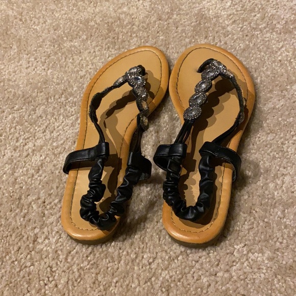 Black Rhinestone Sandals - Picture 3 of 6